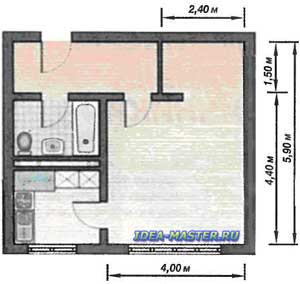 Layout of a one-room apartment