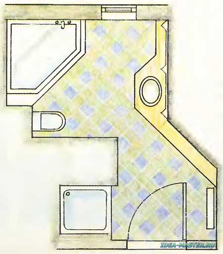План ванной комнаты на чердаке