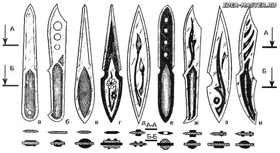 Поделки из оргстекла: ножи для разрезания бумаги, ручки для ножей, самодельные ножи с наборными ручками из оргстекла