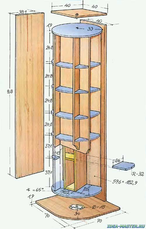 Конструкция и изготовление книжного шкафа-карусели