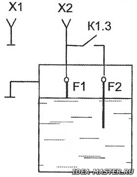 Схема установки датчиков (штырей) в металлической емкости